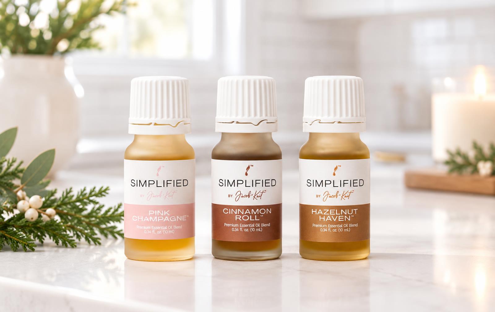 Pink Champagne, Cinnamon Roll, and Hazelnut Haven oils